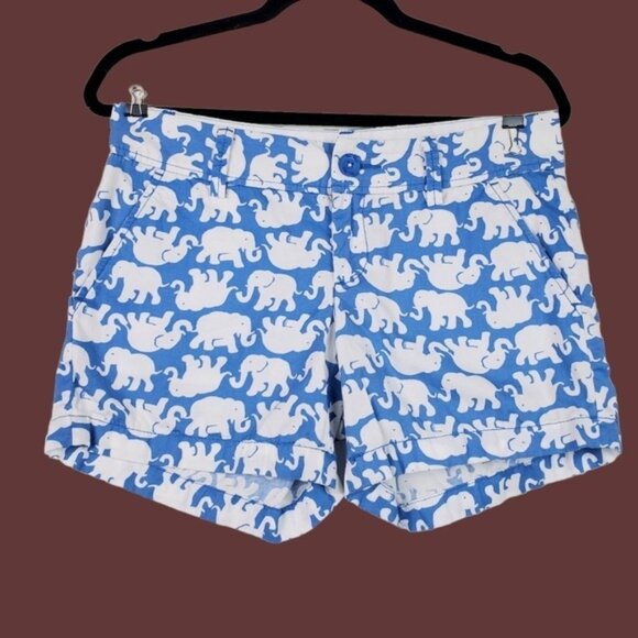 Lilly Pulitzer Womens Blue Tusk In Sun The Callahan Elephant Print Shorts Size 2 - Picture 1 of 4